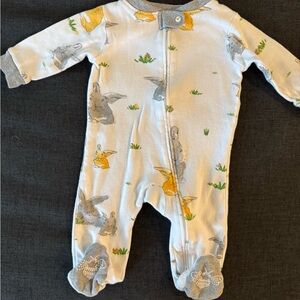Burt's Bees Baby Cream and Gray Bunny Footie